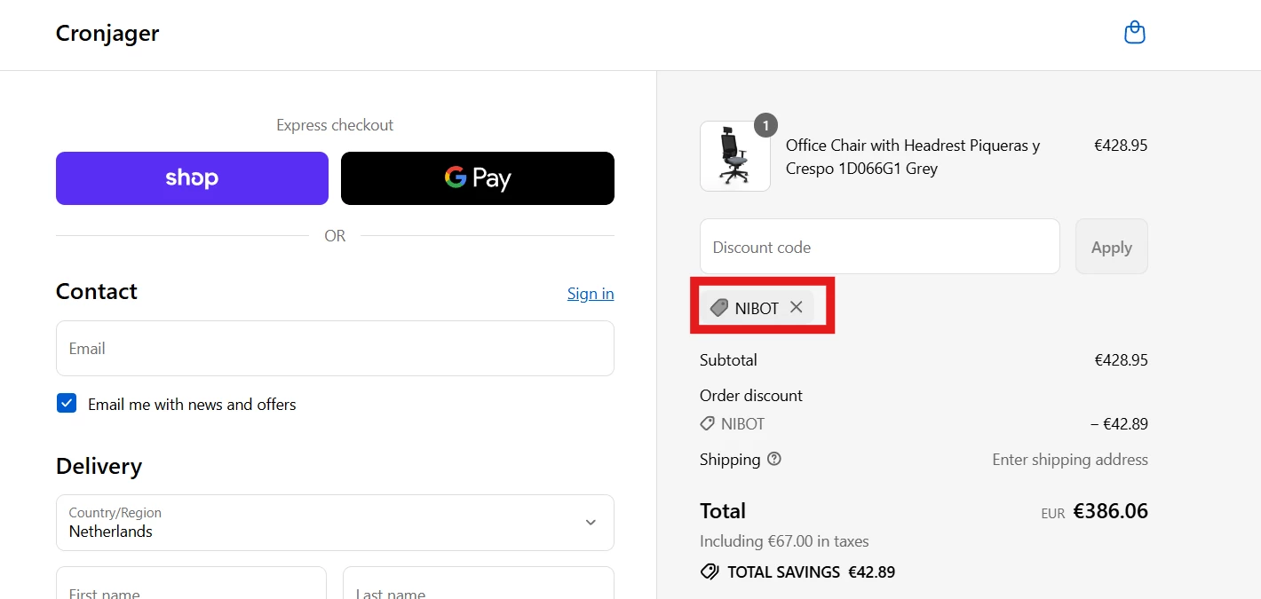 Cronjager verified Coupon code NIBOT